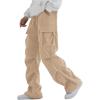 imageVerdusa Boys Casual Cargo Pants Elastic Waist Workout Sweatpants JoggersApricot