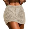 imageVerdusa Womens Tie Front High Waist Crochet Short Beach Skirt Swimsuit Cover UpApricot