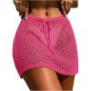 imageVerdusa Womens Tie Front High Waist Crochet Short Beach Skirt Swimsuit Cover UpDark Pink