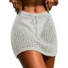 imageVerdusa Womens Tie Front High Waist Crochet Short Beach Skirt Swimsuit Cover UpWhite