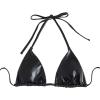 imageVerdusa Womens Triangle Bikini Top Self Tie PU Leather Halter Swim TopBlack