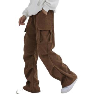 imageVerdusa Boys Casual Cargo Pants Elastic Waist Workout Sweatpants JoggersCoffee Brown