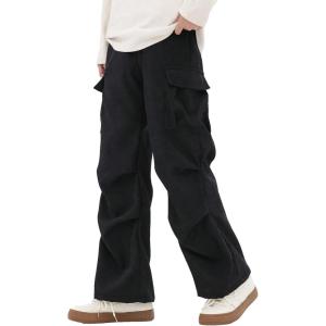 imageVerdusa Boys Casual Cargo Pants Elastic Waist Workout Sweatpants JoggersDark Black