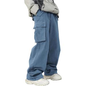 imageVerdusa Boys Loose Cargo Pants Elastic Waist Workout Trousers with PocketsBlue