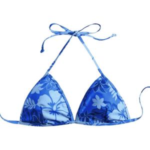 imageVerdusa Womens Floral Print Halter Bikini Top String Triangle Bra Swimsuit TopsBlue Multi