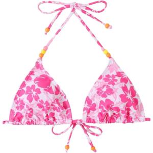imageVerdusa Womens Floral Print Halter Bikini Top String Triangle Bra Swimsuit TopsPink