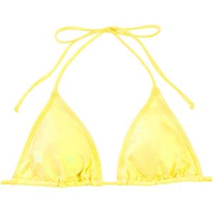 imageVerdusa Womens Triangle Bikini Top Self Tie PU Leather Halter Swim TopYellow