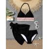 imageVerdusa Girls 3 Piece Halter Bikini Sets Bathing Suit with Cover Up SkirtBlack