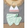 imageVerdusa Girls 3 Piece Halter Bikini Sets Bathing Suit with Cover Up SkirtMint Green