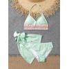 imageVerdusa Girls 3 Piece Halter Bikini Sets Bathing Suit with Cover Up SkirtMint Green