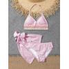 imageVerdusa Girls 3 Piece Halter Bikini Sets Bathing Suit with Cover Up SkirtPink