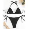 imageVerdusa Womens 2 Piece Bathing Suit Metallic Swimwear Halter String Triangle Bikini SetsBlack