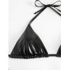 imageVerdusa Womens 2 Piece Bathing Suit Metallic Swimwear Halter String Triangle Bikini SetsBlack