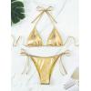 imageVerdusa Womens 2 Piece Bathing Suit Metallic Swimwear Halter String Triangle Bikini SetsGold