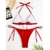 imageVerdusa Womens 2 Piece Bathing Suit Metallic Swimwear Halter String Triangle Bikini SetsRed