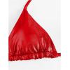 imageVerdusa Womens 2 Piece Bathing Suit Metallic Swimwear Halter String Triangle Bikini SetsRed