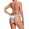 imageVerdusa Womens 2 Piece Bathing Suit Metallic Swimwear Halter String Triangle Bikini SetsSilver