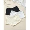 imageVerdusa Womens 3pack Ribbed Boy Shorts Underwear Bow Frill Trim PantiesWhie Beige Black