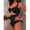 imageVerdusa Womens Cut Out One Piece Swimsuit Frill Trim Tummy Control Bathing SuitBlack
