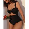 imageVerdusa Womens Cut Out One Piece Swimsuit Frill Trim Tummy Control Bathing SuitBlack