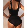 imageVerdusa Womens Cut Out One Piece Swimsuit Frill Trim Tummy Control Bathing SuitBlack
