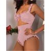 imageVerdusa Womens Cut Out One Piece Swimsuit Frill Trim Tummy Control Bathing SuitPink