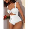 imageVerdusa Womens Cut Out One Piece Swimsuit Frill Trim Tummy Control Bathing SuitWhite
