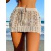 imageVerdusa Womens Hollow Out Knit Scalloped Elastic Waist Swimsuit Beach Cover Up Mini SkirtApricot