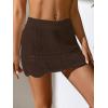 imageVerdusa Womens Hollow Out Knit Scalloped Elastic Waist Swimsuit Beach Cover Up Mini SkirtBrown