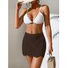 imageVerdusa Womens Hollow Out Knit Scalloped Elastic Waist Swimsuit Beach Cover Up Mini SkirtBrown
