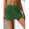 imageVerdusa Womens Hollow Out Knit Scalloped Elastic Waist Swimsuit Beach Cover Up Mini SkirtGreen