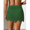 imageVerdusa Womens Hollow Out Knit Scalloped Elastic Waist Swimsuit Beach Cover Up Mini SkirtGreen