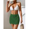 imageVerdusa Womens Hollow Out Knit Scalloped Elastic Waist Swimsuit Beach Cover Up Mini SkirtGreen