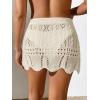 imageVerdusa Womens Hollow Out Knit Scalloped Elastic Waist Swimsuit Beach Cover Up Mini SkirtLight Apricot