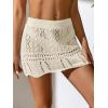 imageVerdusa Womens Hollow Out Knit Scalloped Elastic Waist Swimsuit Beach Cover Up Mini SkirtLight Apricot