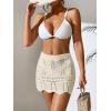 imageVerdusa Womens Hollow Out Knit Scalloped Elastic Waist Swimsuit Beach Cover Up Mini SkirtLight Apricot