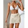 imageVerdusa Womens Hollow Out Knit Scalloped Elastic Waist Swimsuit Beach Cover Up Mini SkirtLight Apricot