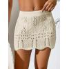 imageVerdusa Womens Hollow Out Knit Scalloped Elastic Waist Swimsuit Beach Cover Up Mini SkirtLight Apricot