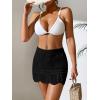 imageVerdusa Womens Hollow Out Knit Scalloped Elastic Waist Swimsuit Beach Cover Up Mini SkirtLight Black