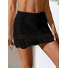 imageVerdusa Womens Hollow Out Knit Scalloped Elastic Waist Swimsuit Beach Cover Up Mini SkirtLight Black