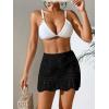 imageVerdusa Womens Hollow Out Knit Scalloped Elastic Waist Swimsuit Beach Cover Up Mini SkirtLight Black