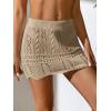 imageVerdusa Womens Hollow Out Knit Scalloped Elastic Waist Swimsuit Beach Cover Up Mini SkirtLight Khaki