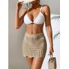 imageVerdusa Womens Hollow Out Knit Scalloped Elastic Waist Swimsuit Beach Cover Up Mini SkirtLight Khaki