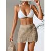 imageVerdusa Womens Hollow Out Knit Scalloped Elastic Waist Swimsuit Beach Cover Up Mini SkirtLight Khaki