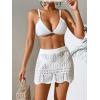 imageVerdusa Womens Hollow Out Knit Scalloped Elastic Waist Swimsuit Beach Cover Up Mini SkirtWhite