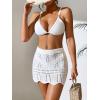 imageVerdusa Womens Hollow Out Knit Scalloped Elastic Waist Swimsuit Beach Cover Up Mini SkirtWhite
