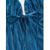 imageVerdusa Womens Tie Front Deep V Neck Sleeveless Split Crop Halter TopSatin Teal Blue