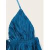 imageVerdusa Womens Tie Front Deep V Neck Sleeveless Split Crop Halter TopSatin Teal Blue