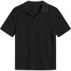 imageVerdusa Boys Casual Shirt Tops Short Sleeve Collar Textured Tee ShirtsBlack