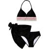 imageVerdusa Girls 3 Piece Halter Bikini Sets Bathing Suit with Cover Up SkirtBlack